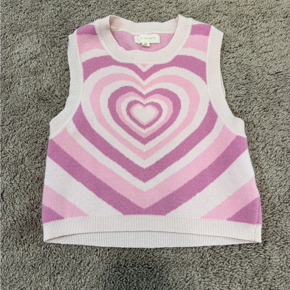 LA Hearts by PacSun heart-patterned crop sweater vest XS